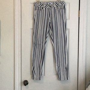 Paige ultra skinny striped jeans navy and white 29